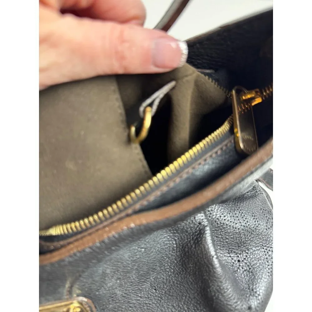 Louis Vuitton Purse Noir Black Leather‎ Monogram Mahina Shoulder Bag Luxury Hobo